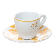 Xicara 90ml para café Com Pires Doce Encanto Amarelo Cerâmica 